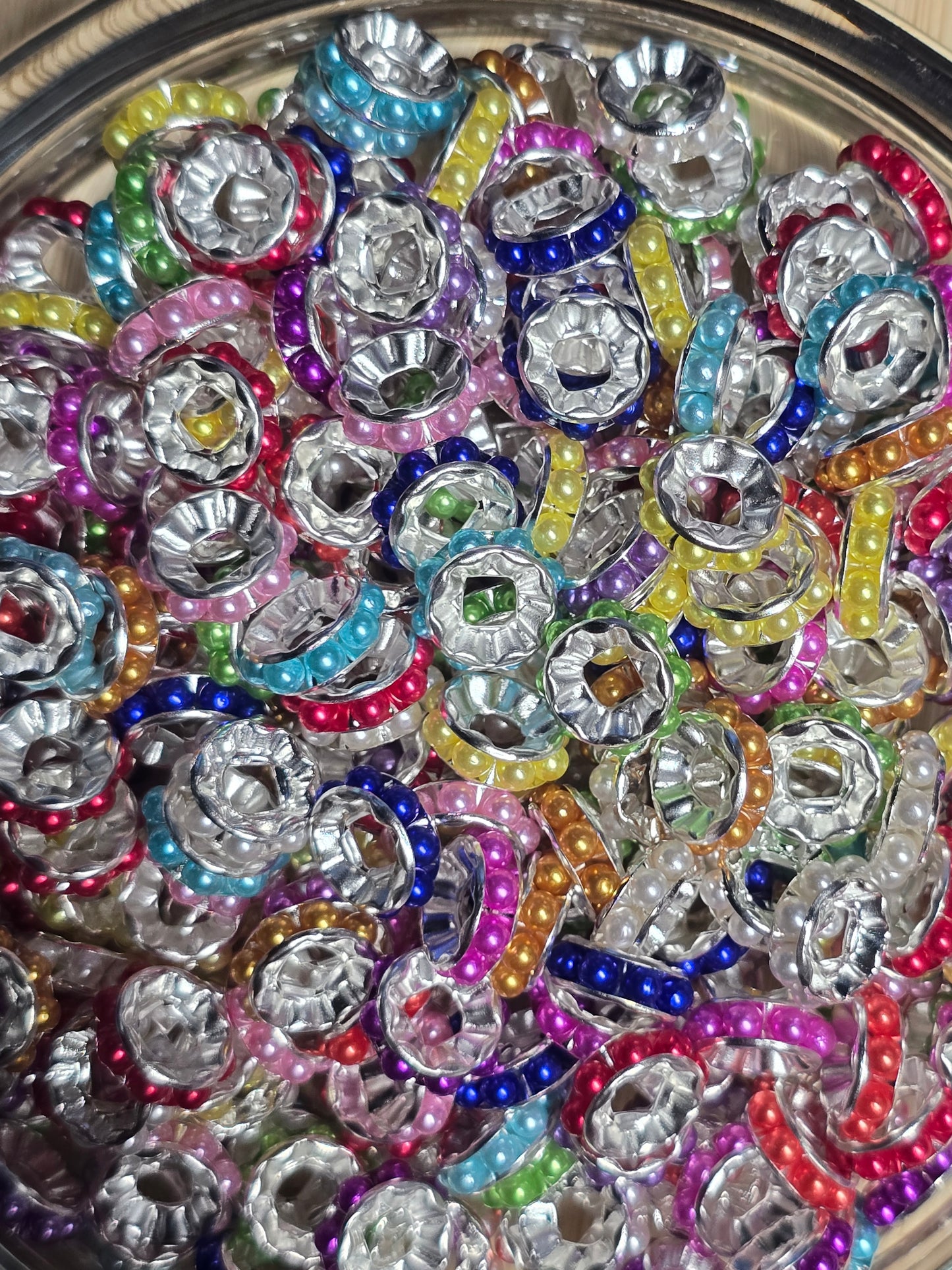 Metal spacers- colorful mixed pearl