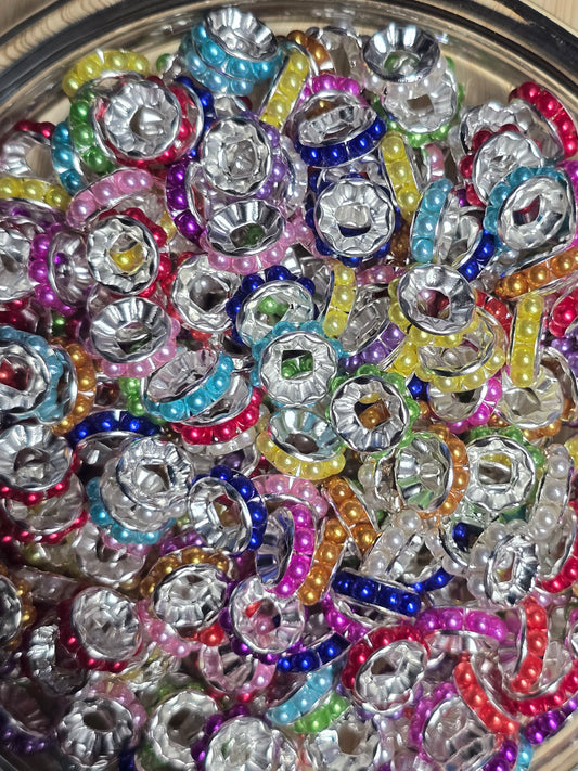 Metal spacers- colorful mixed pearl