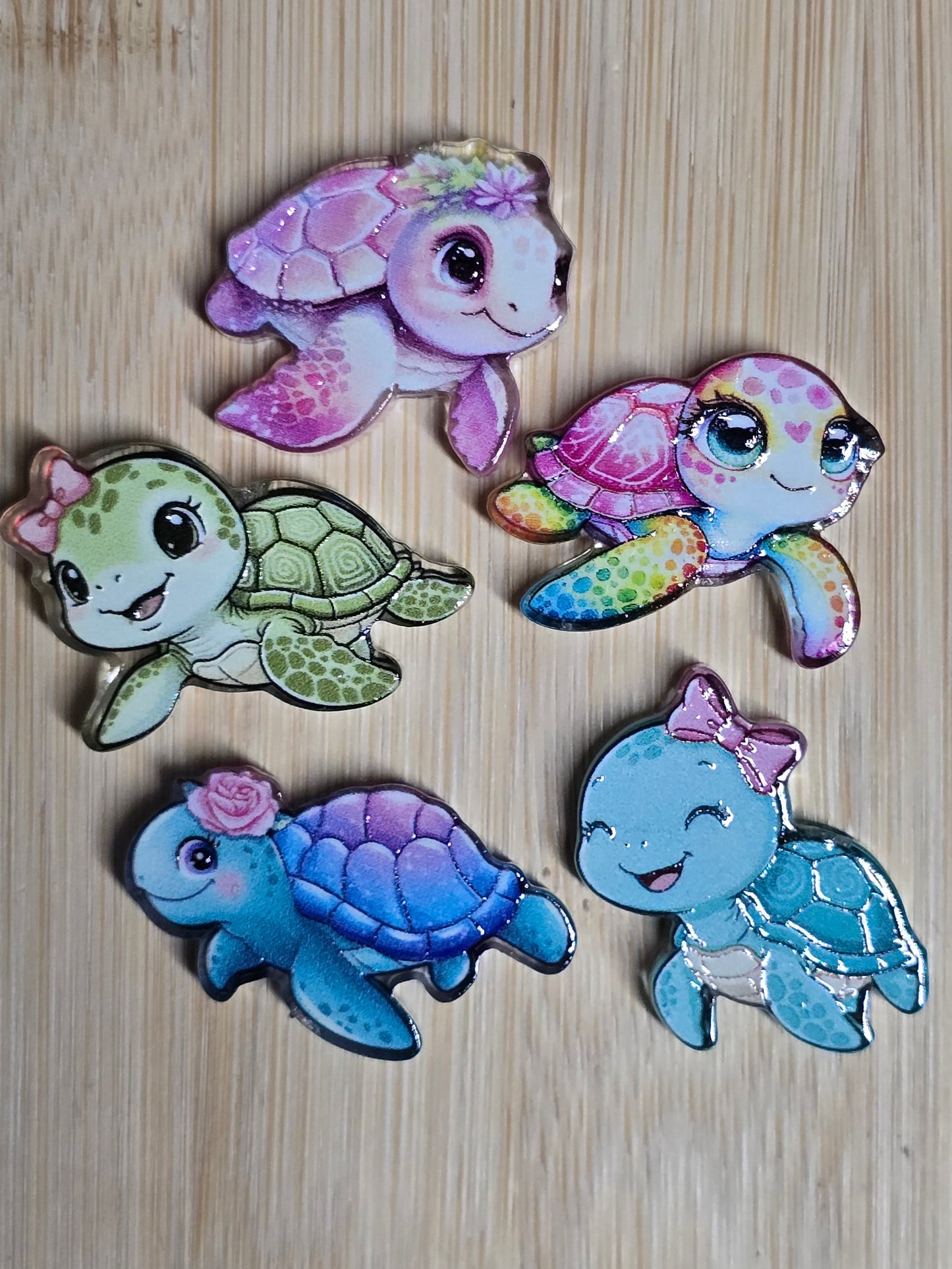 Acrylic focal beads colorful cute turtle mix
