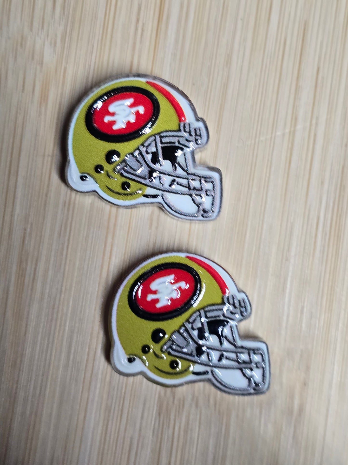 Acrylic focal beads nfl team helmet niners