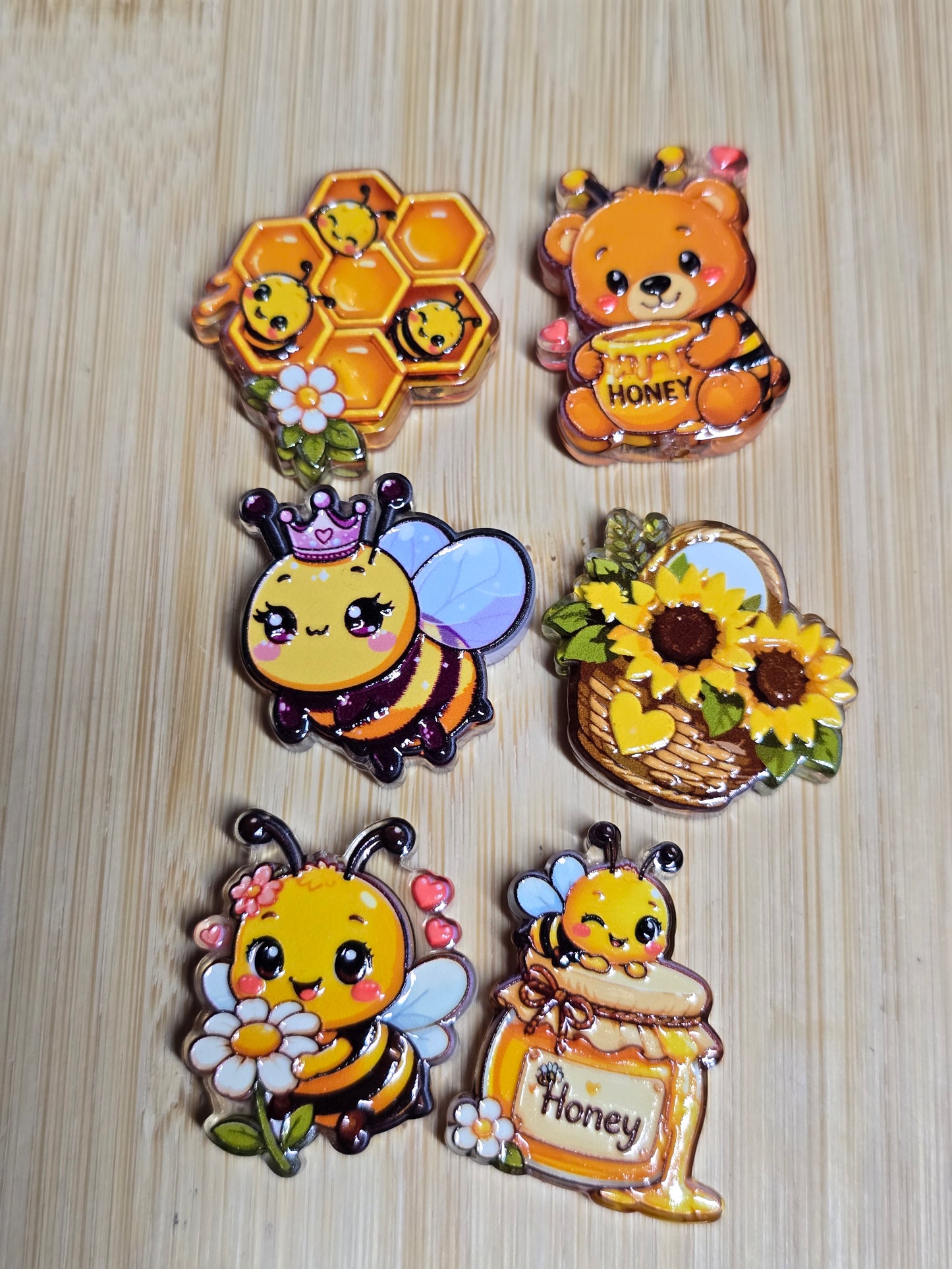 Acrylic focal beads-bee doing be things