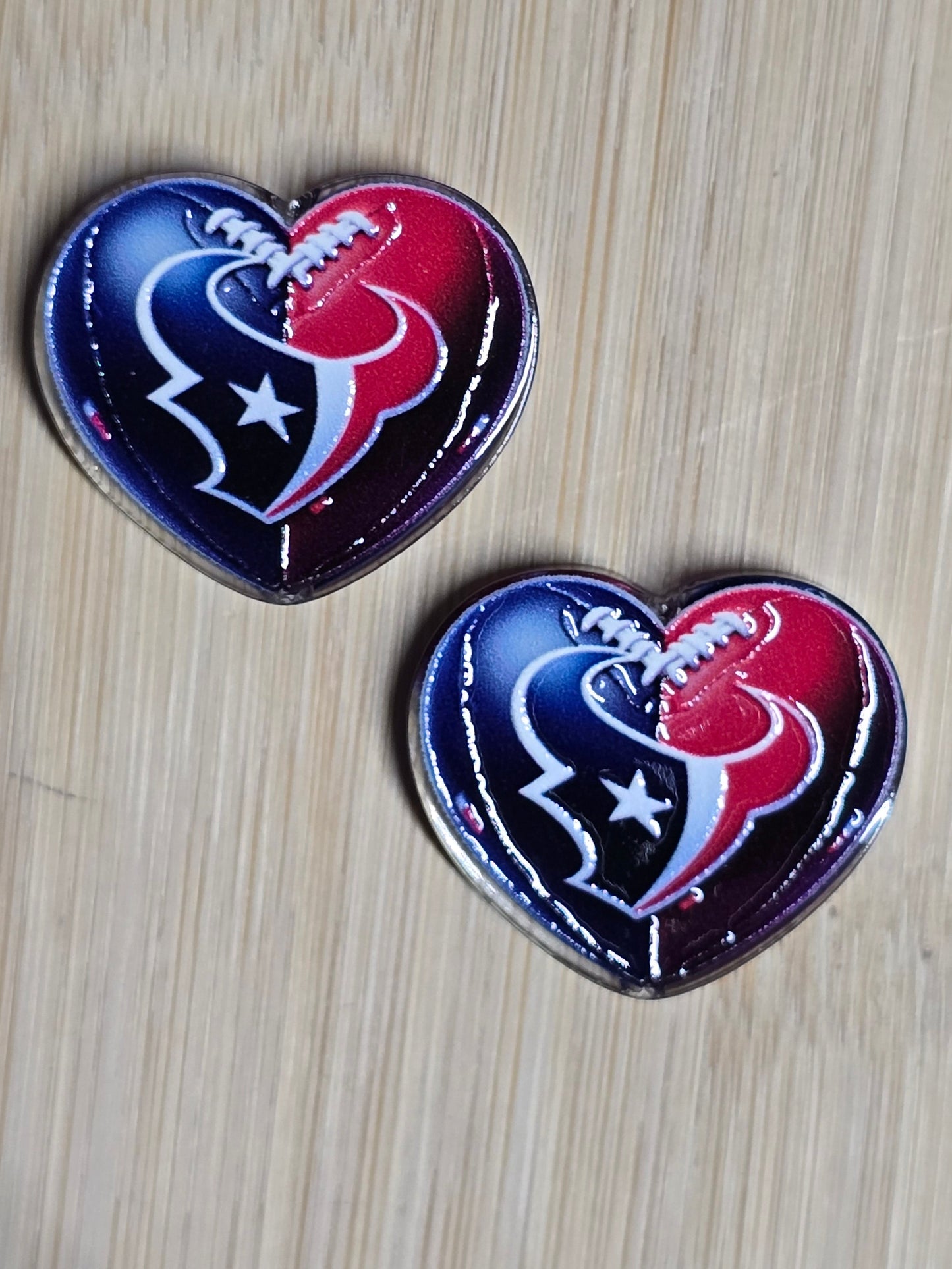 Acrylic focal beads heart shape NFL teams