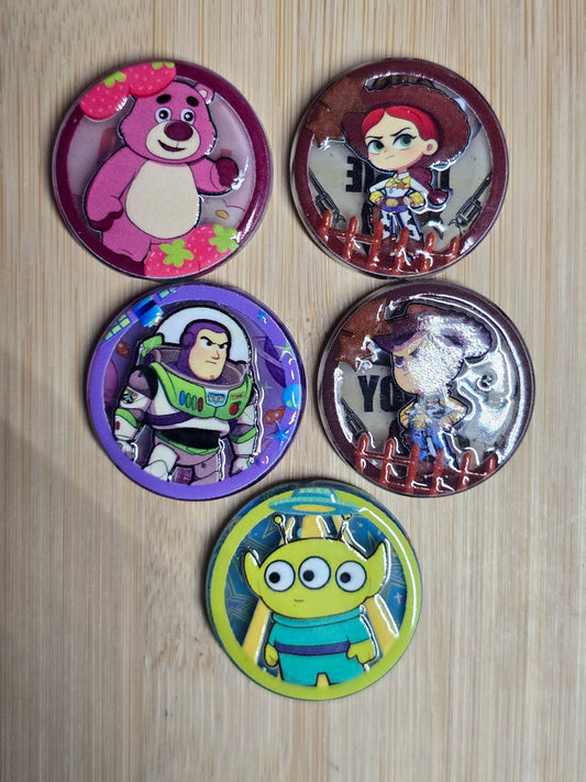 Acrylic flat round beads DS character mix