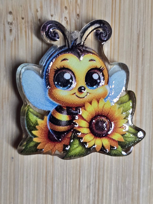 Acrylic focal beads- bee and sunflower