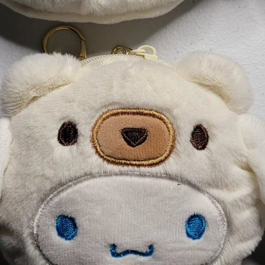 Small plush Head with zipper pouch keychain- cinnamoroll