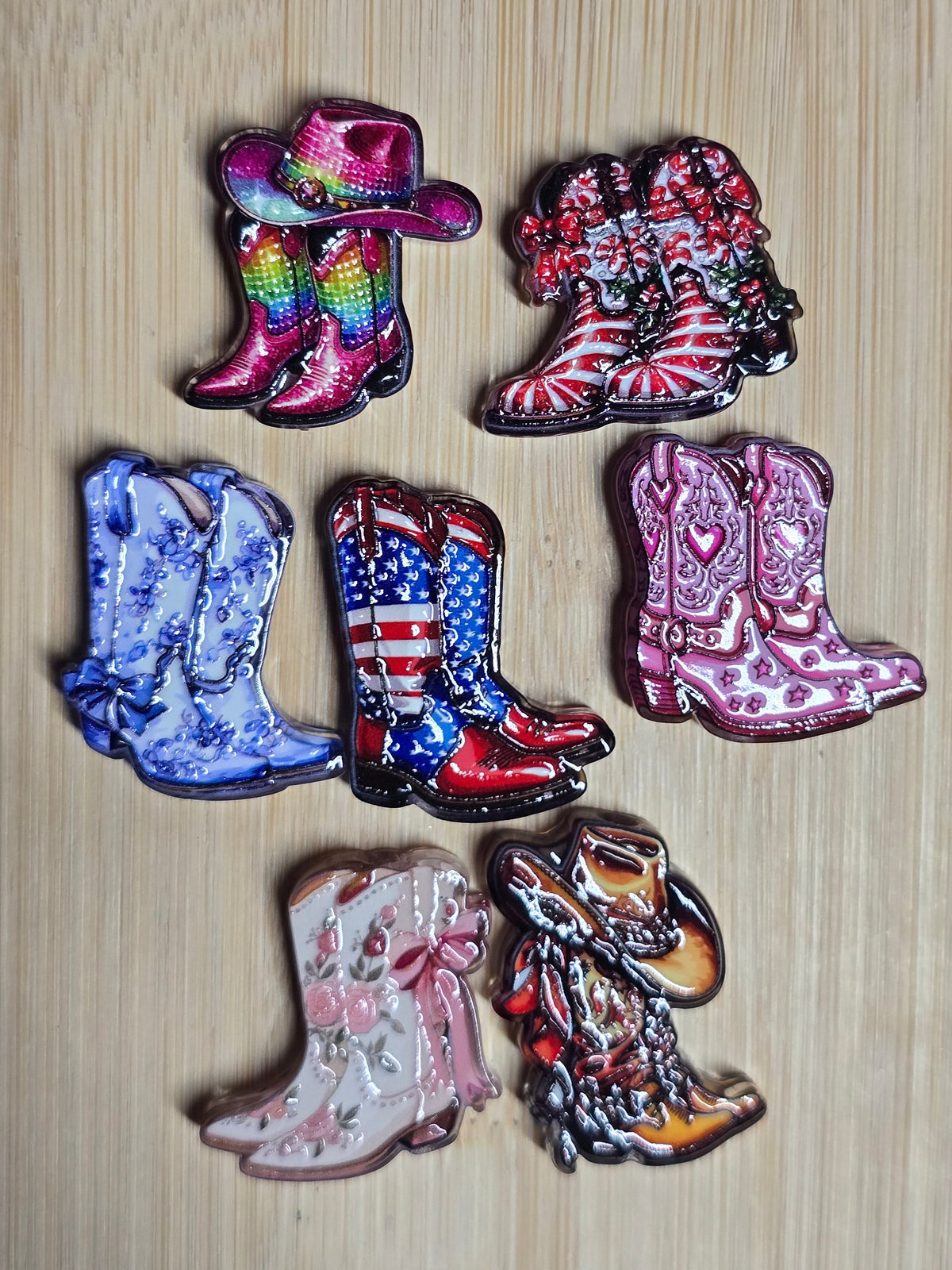 Acrylic focal beads- cowboy boots random mix