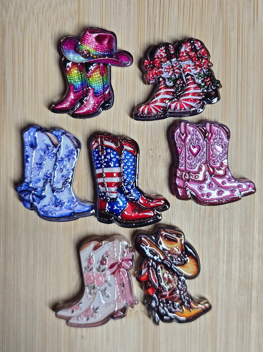 Acrylic focal beads- cowboy boots random mix