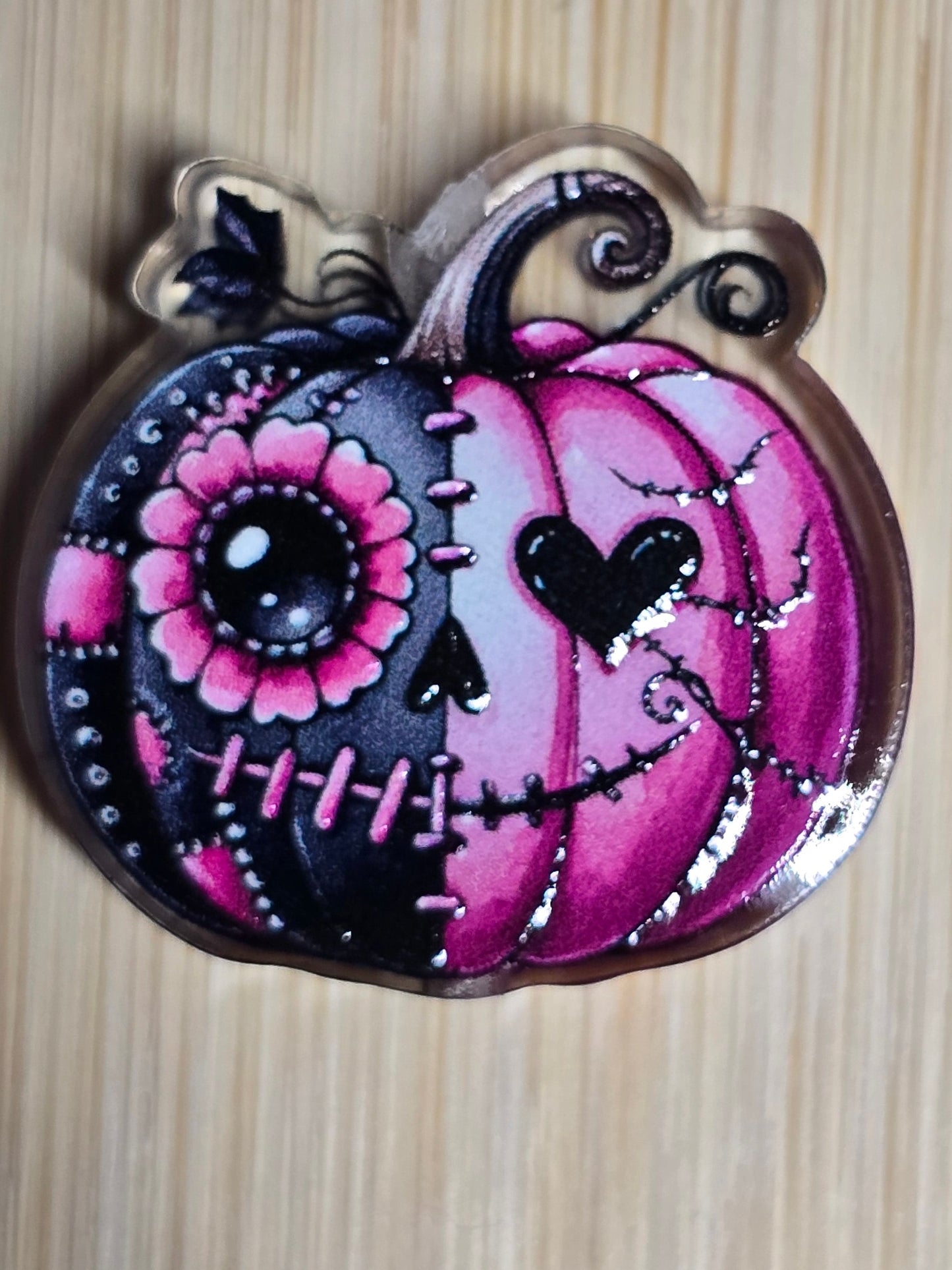 Acrylic focal beads pink pumpkin