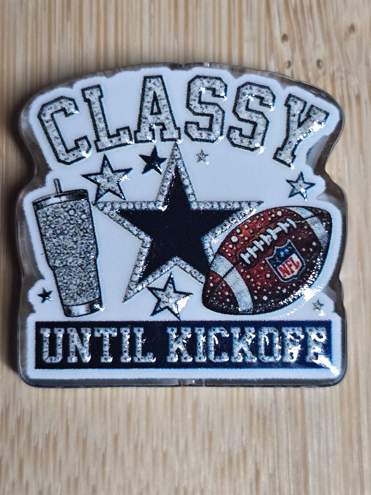 Acrylic focal beads- football star team
