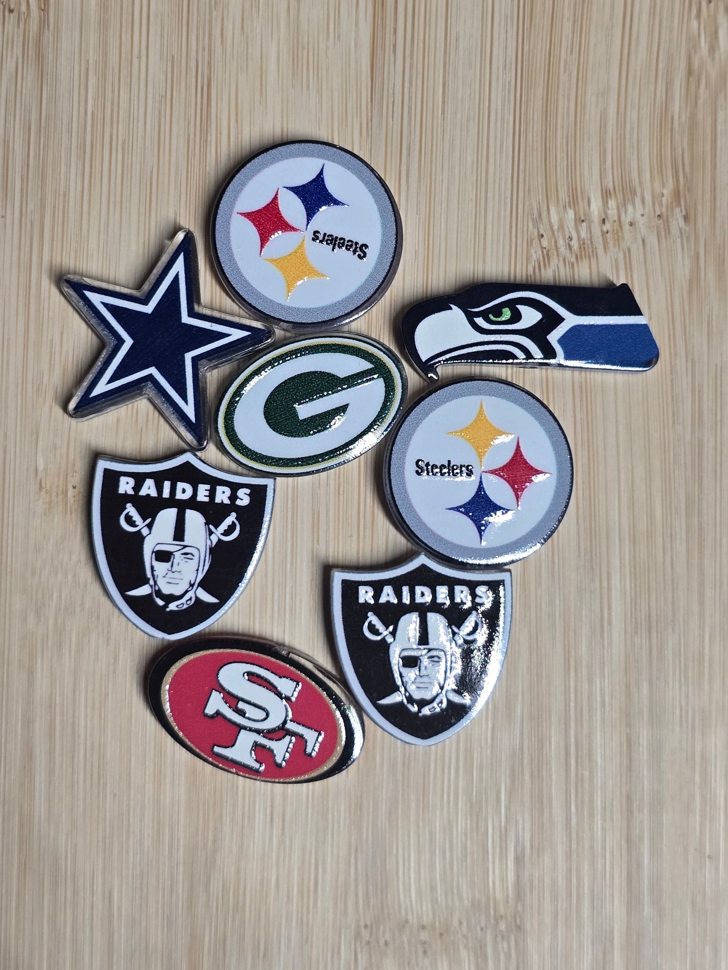 Acrylic focal beads football random mix