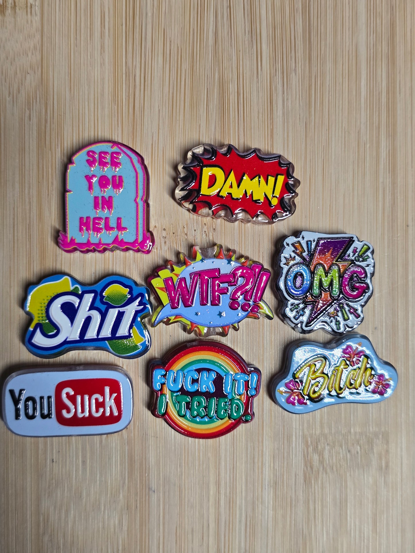 Acrylic focal beads bad word sayings