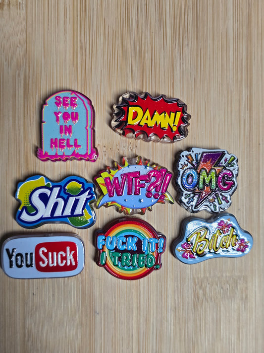 Acrylic focal beads bad word sayings