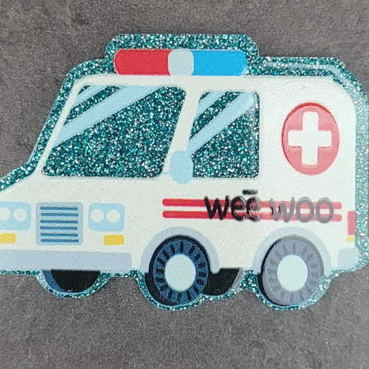 Acrylic flatback diy- ambulance-blue