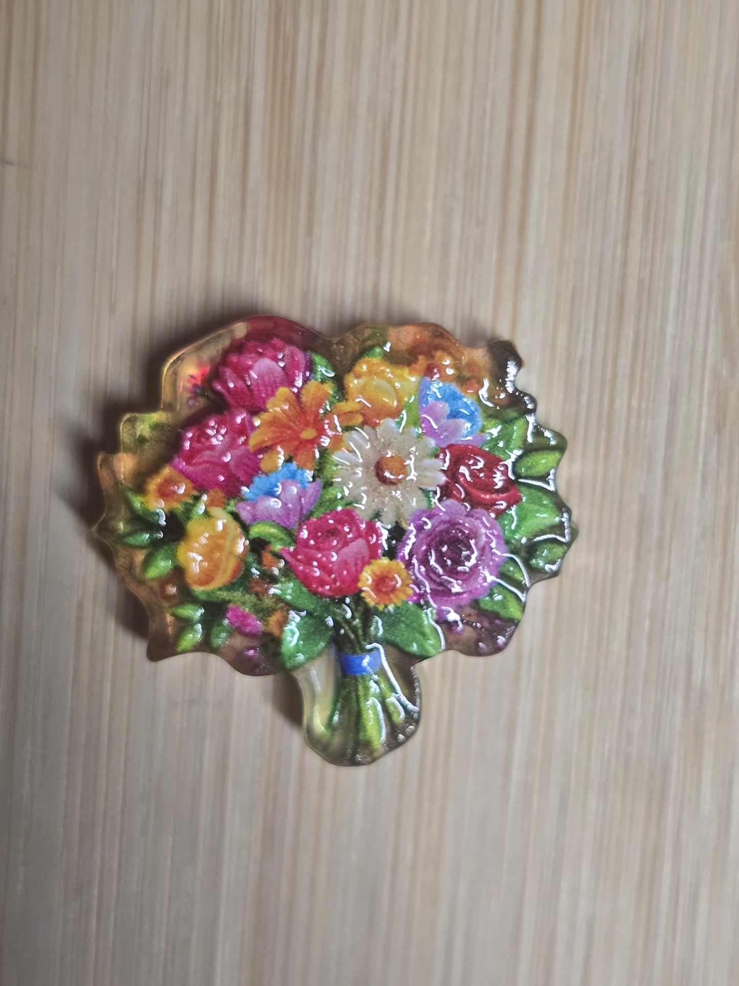 Acrylic focal beads bouquet of flowers