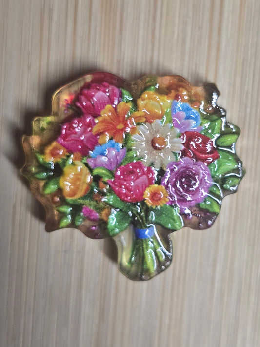 Acrylic focal beads bouquet of flowers