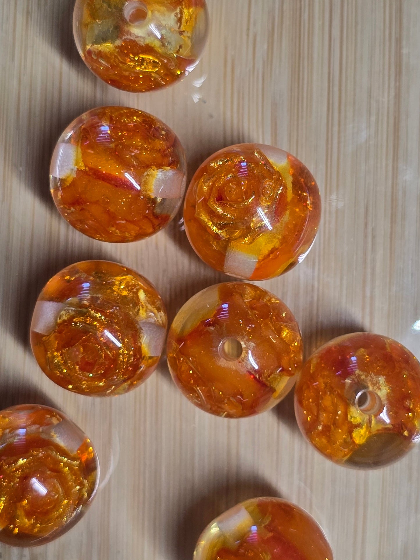 Acrylic beads orange flower 16mm