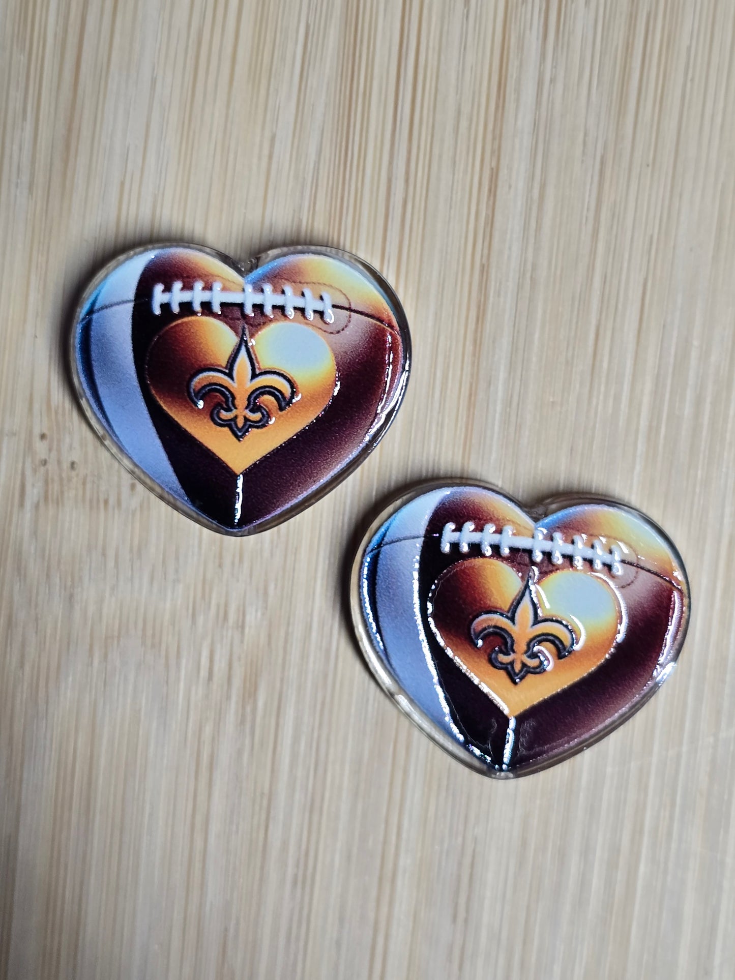 Acrylic focal beads heart shape NFL teams