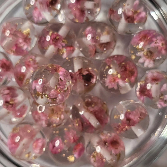 20mm light pink with dried flowers acrylic beads- 10pcs
