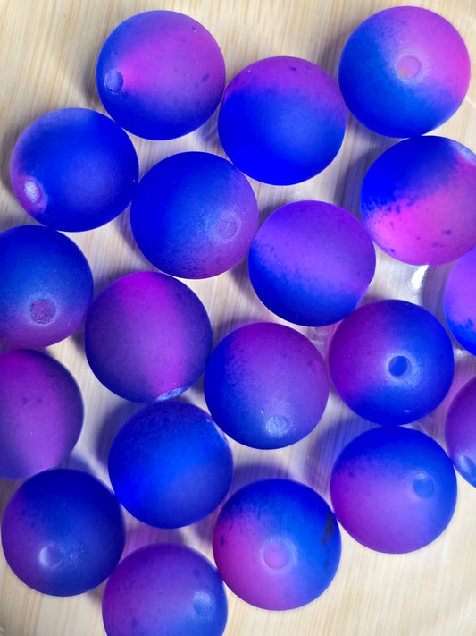 Acrylic 16 mm blue frosted beads