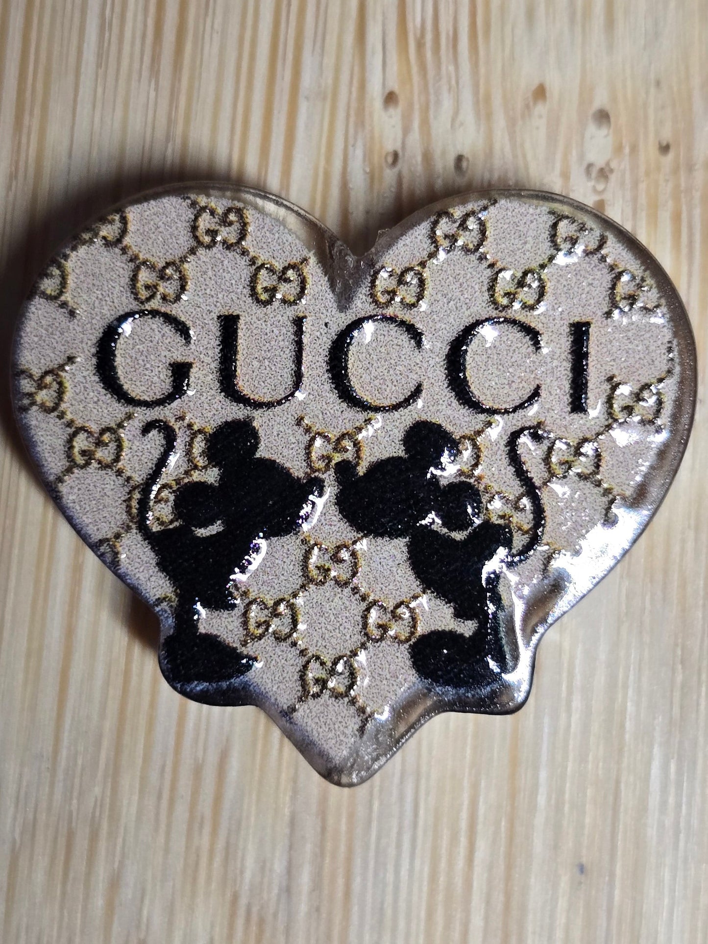 Acrylic focal beads designer inspired brown heart