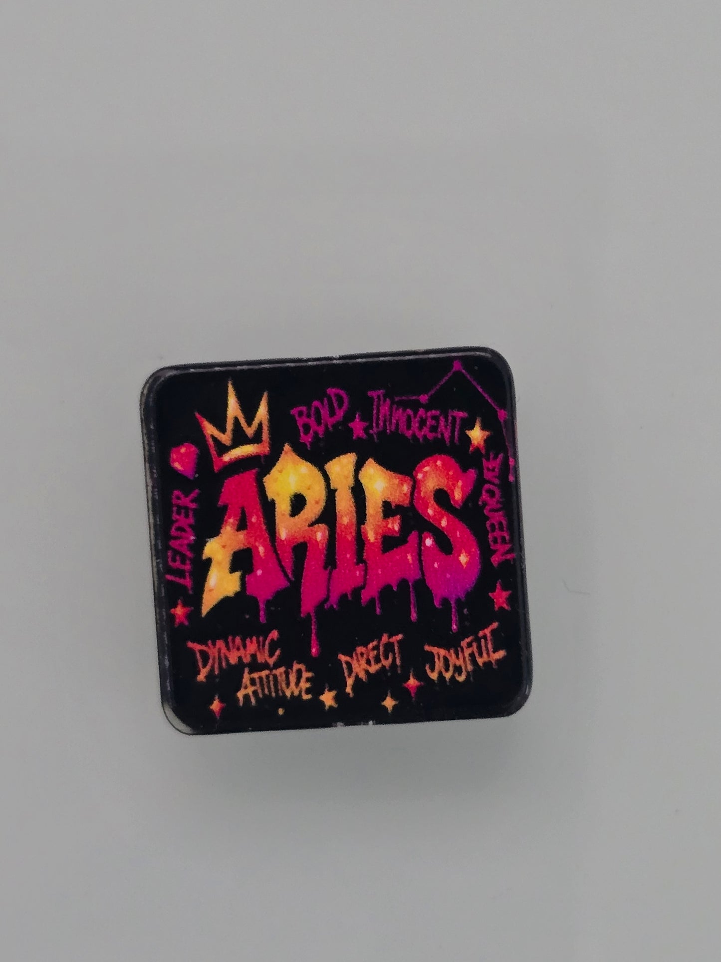 Acrylic focal beads bright colored zodiac signs