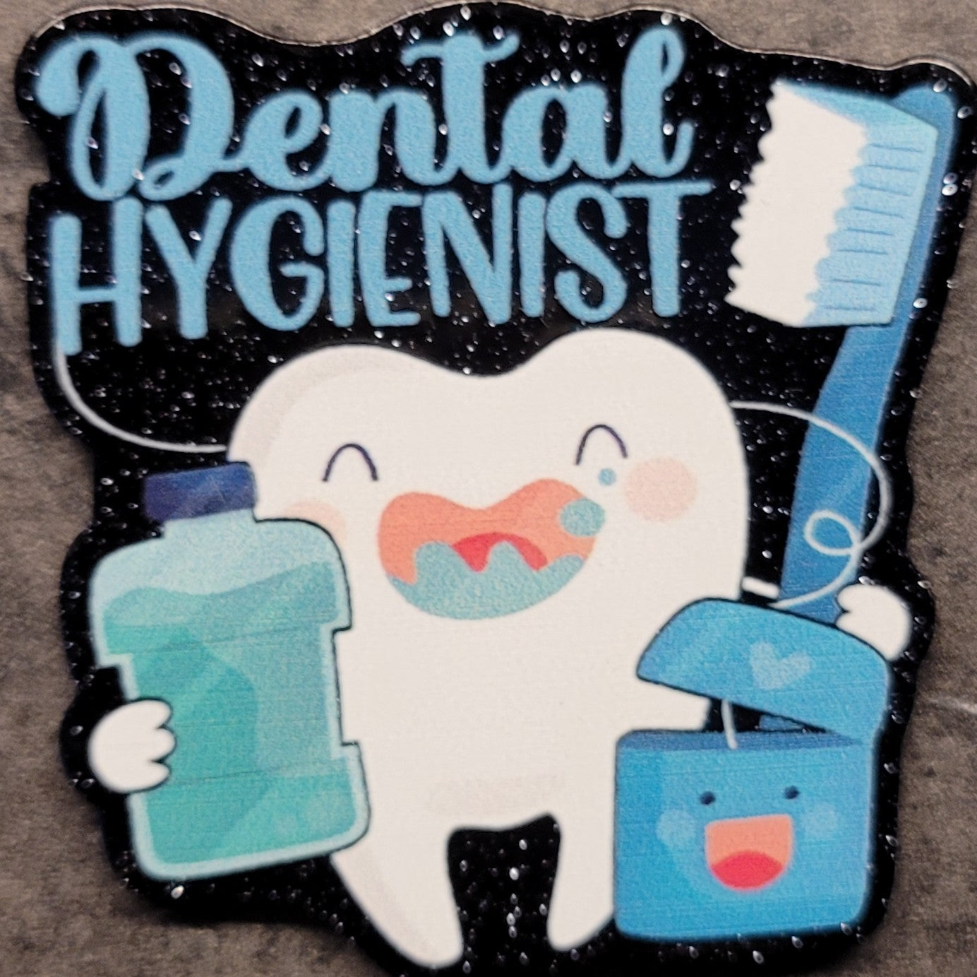 Acrylic flatback diy- hygienist with toothbrush