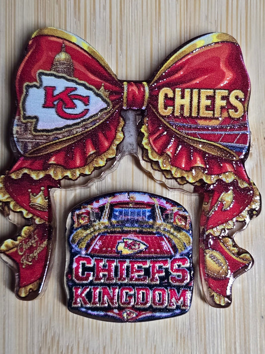 Acrylic focal beads 2pc bow set- football teams