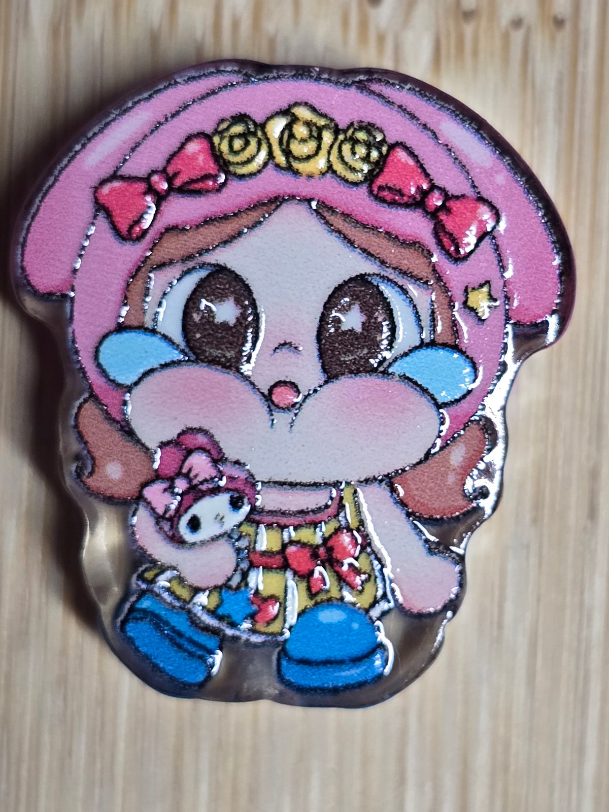 Acrylic focal beads crybaby holding melody doll