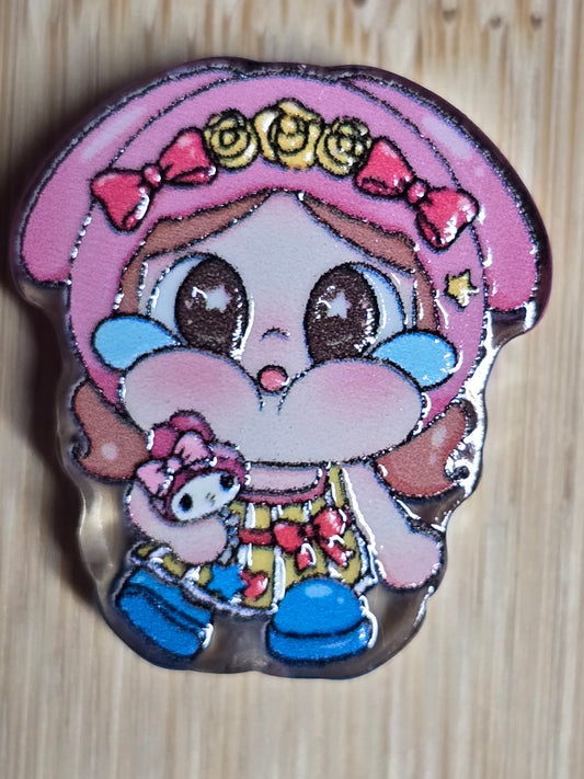 Acrylic focal beads crybaby holding melody doll