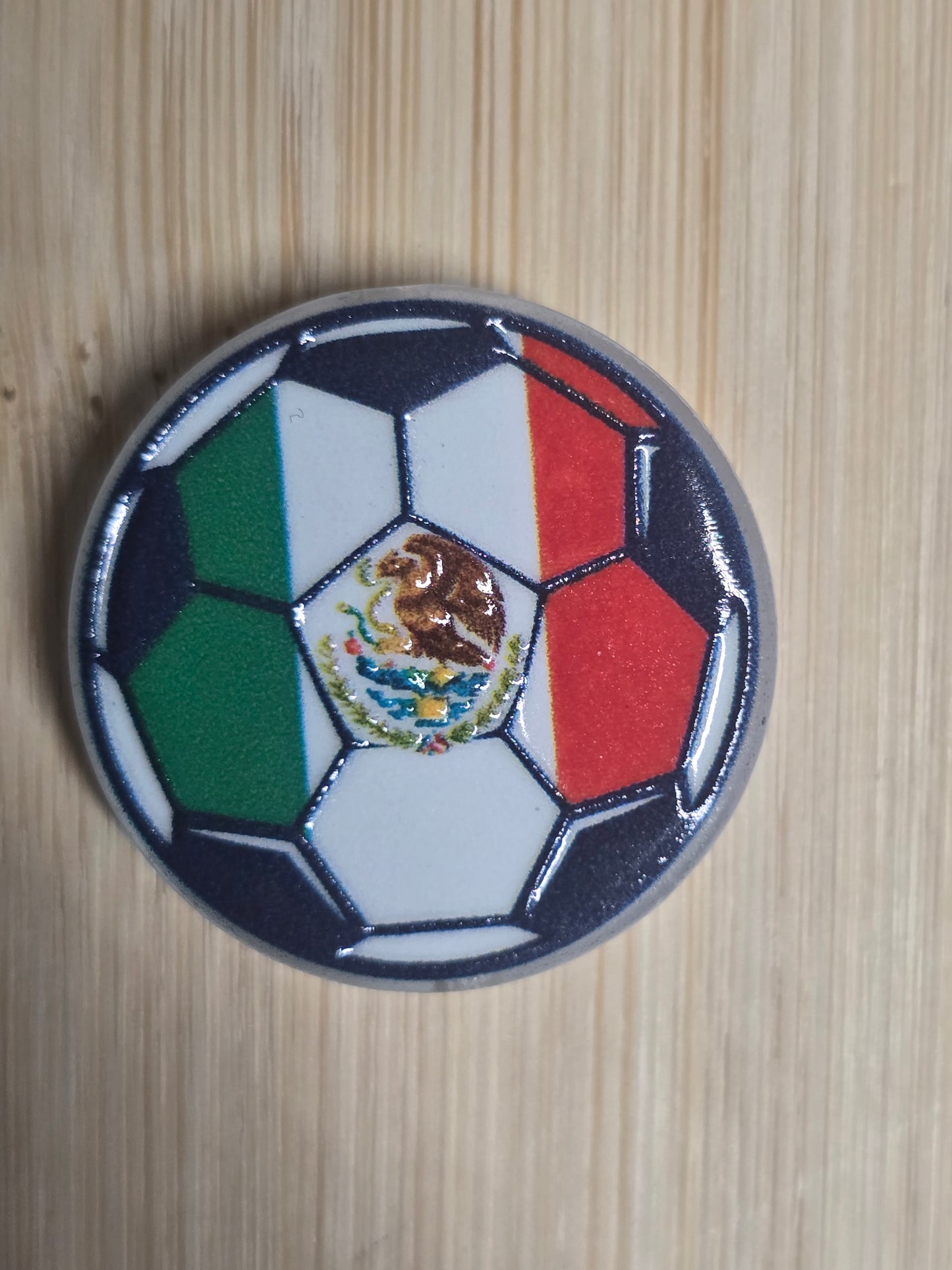 Acrylic focal beads soccer ball- mexico flag