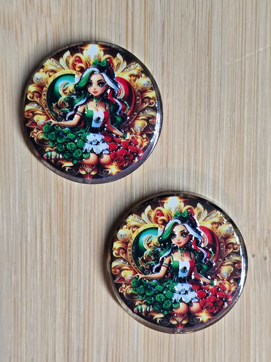 Acrylic focal beats- girl wearing mexican colors