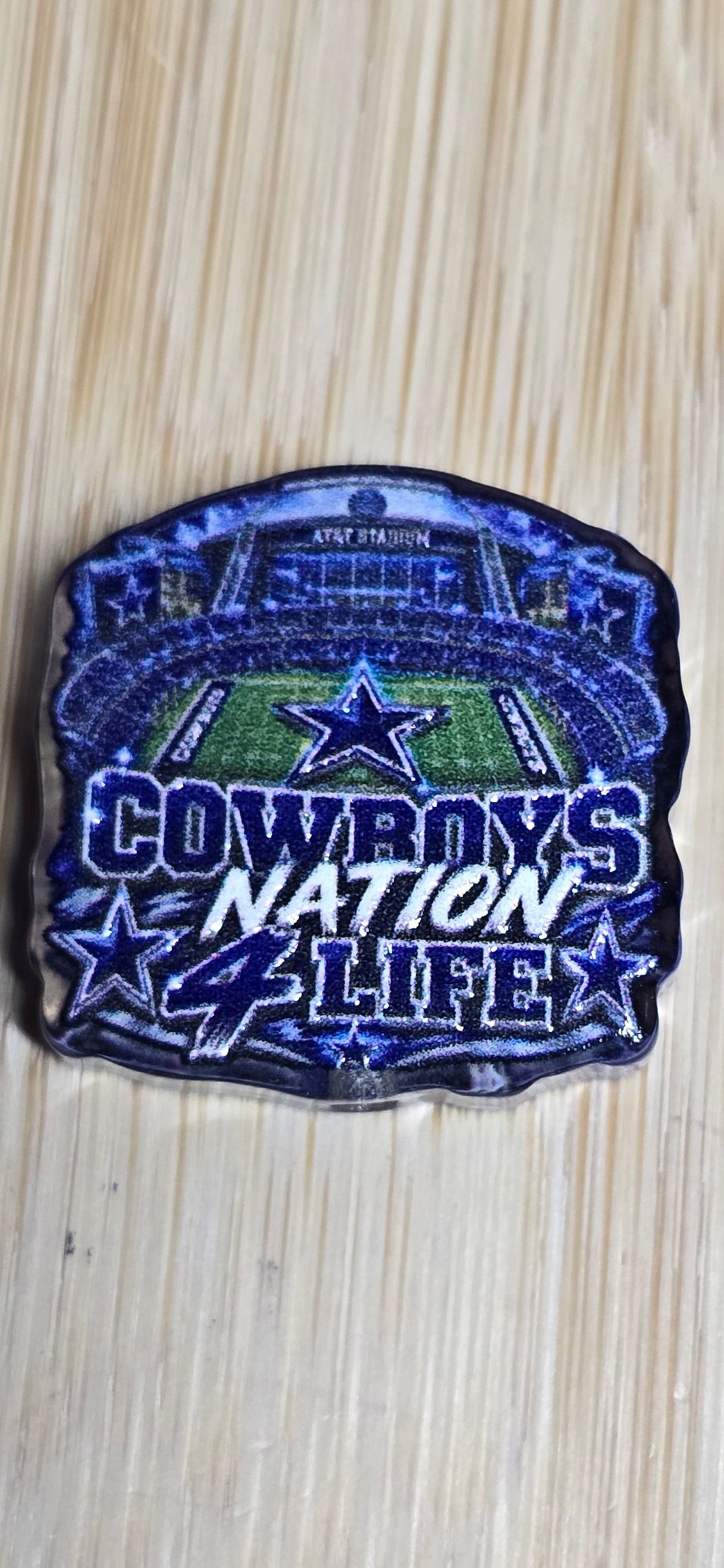 Acrylic focal beads football fan blue star