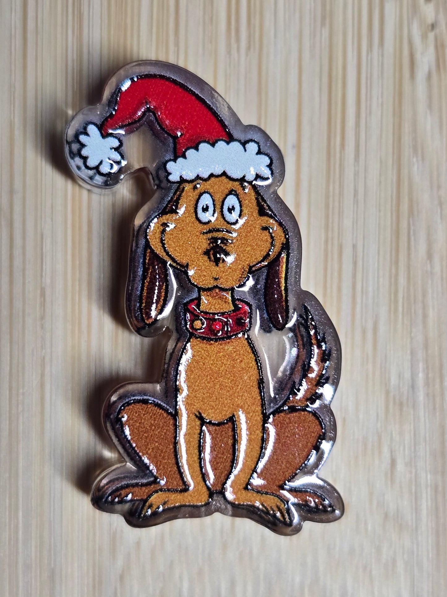 Acrylic focal beads- christmas dog
