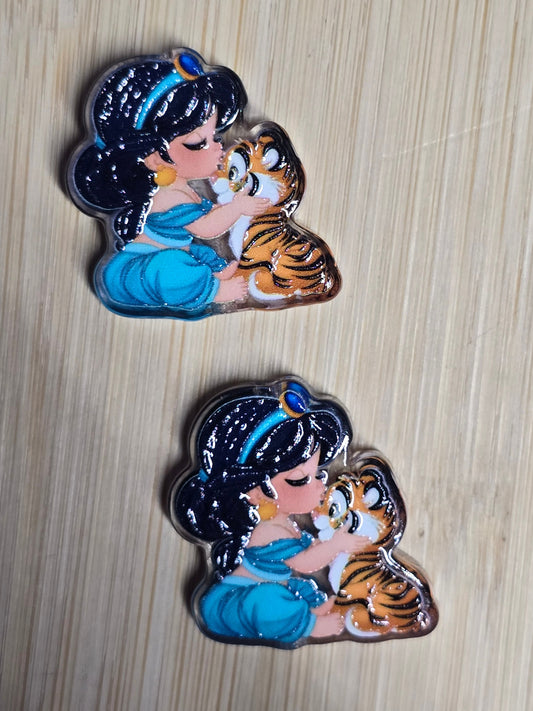 Acrylic focal beads DS teal princess