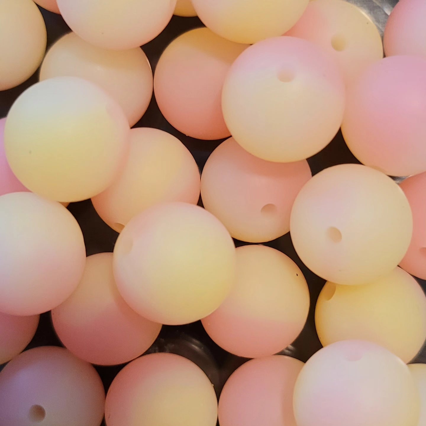 Luminous pink and yellow silicone bead- 10pcs