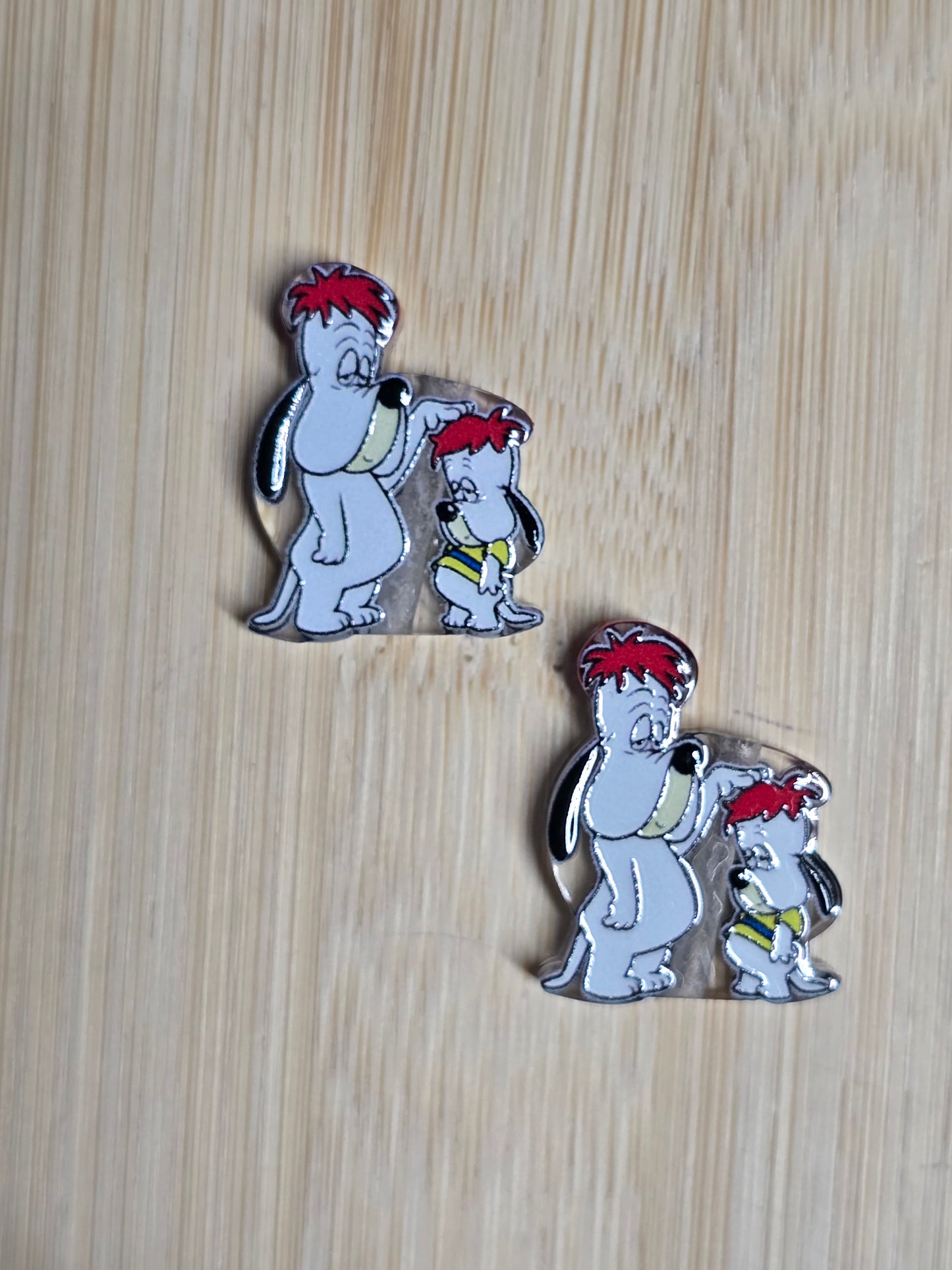Acrylic focal beads 70's cartoon red hair dog