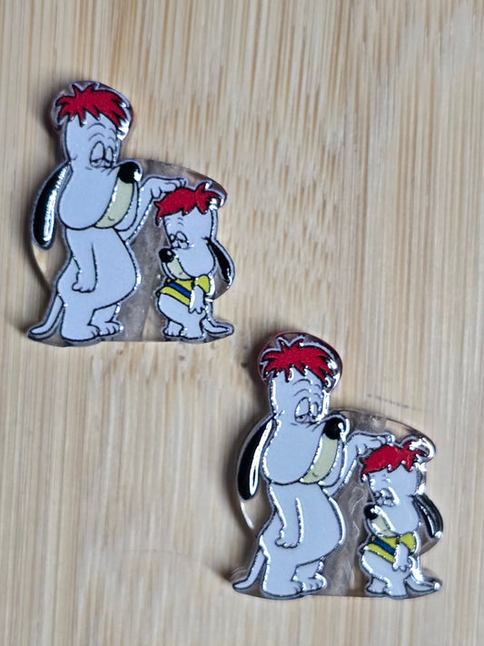 Acrylic focal beads 70's cartoon red hair dog
