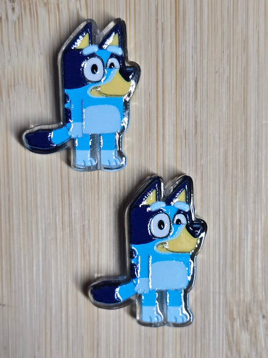 Acrylic focal beads blue dog