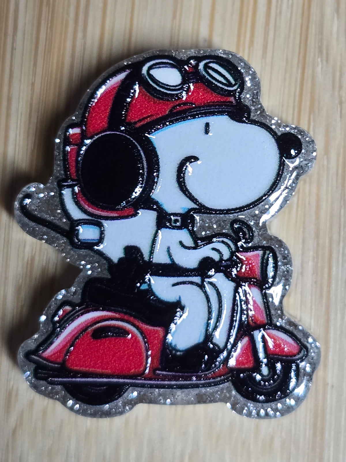 Acrylic focal beads- white dog