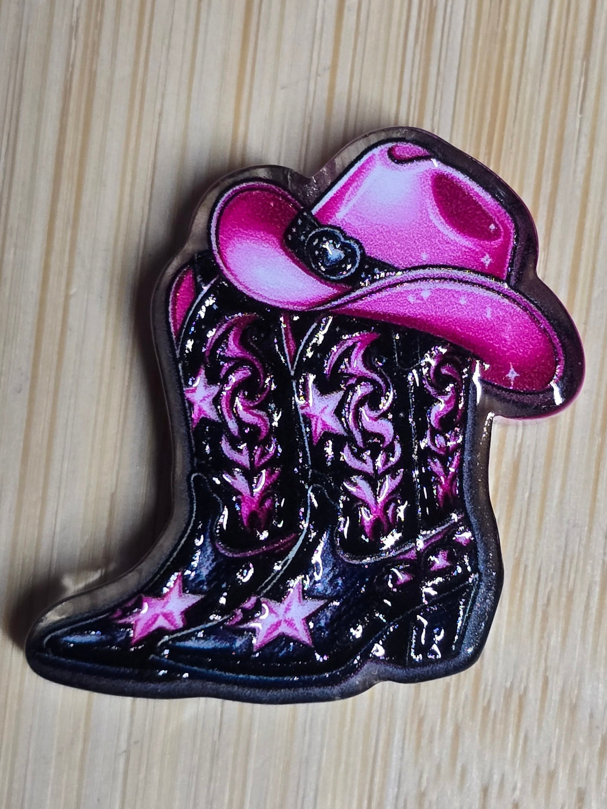Acrylic focal beads- cowboy hat & boots
