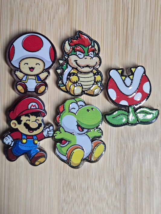 Acrylic focal beads gamer character mix