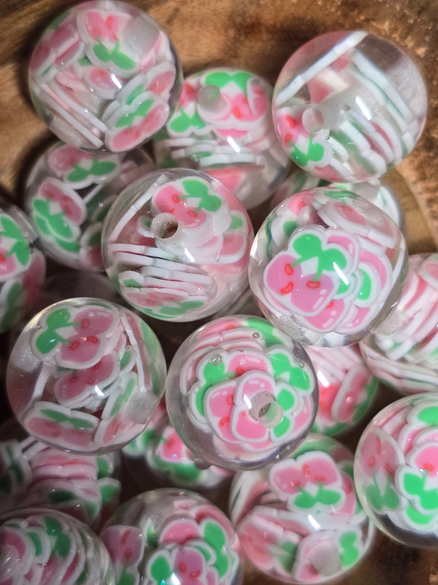 Acrylic beads 16mm cherry