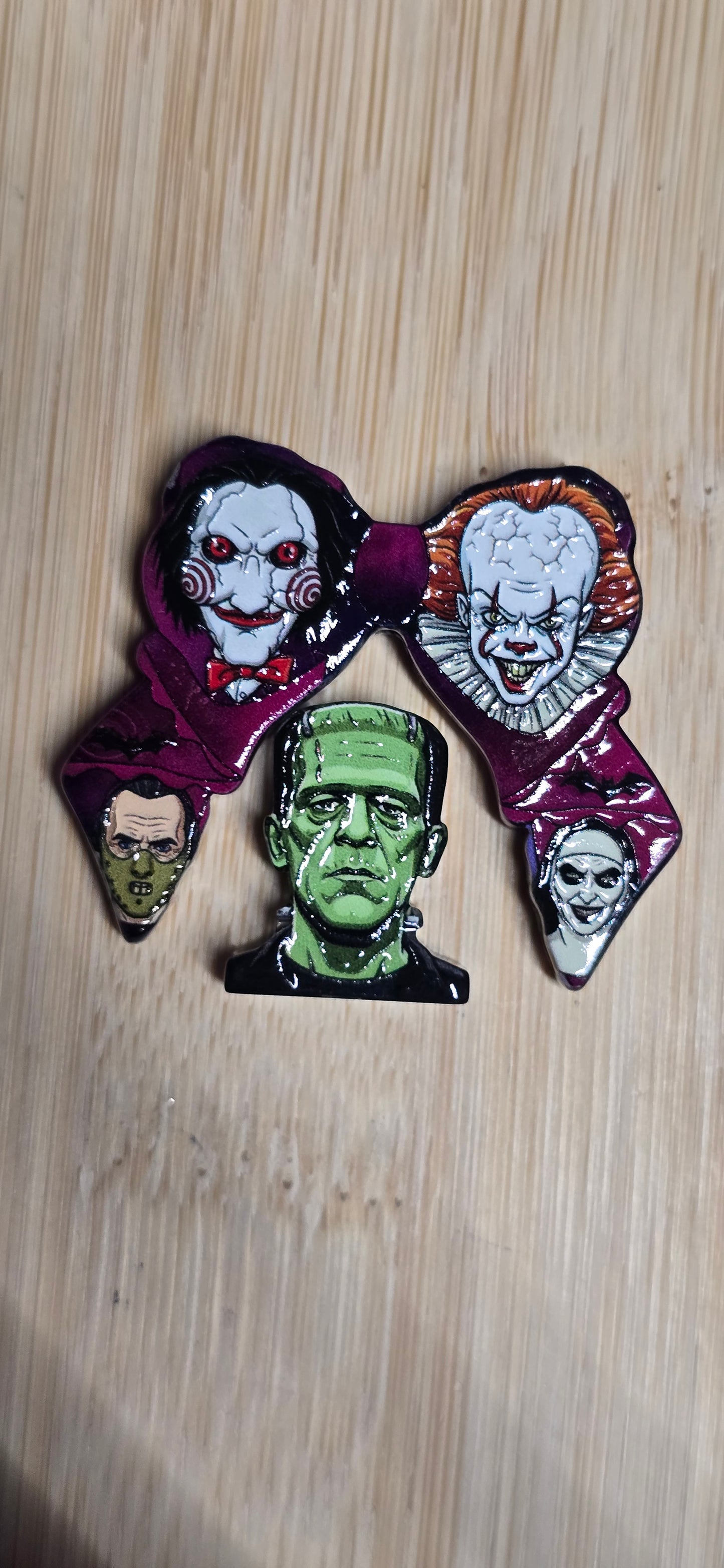 Acrylic focal beads 2pc bow set- horror characters