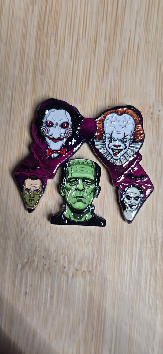 Acrylic focal beads 2pc bow set- horror characters