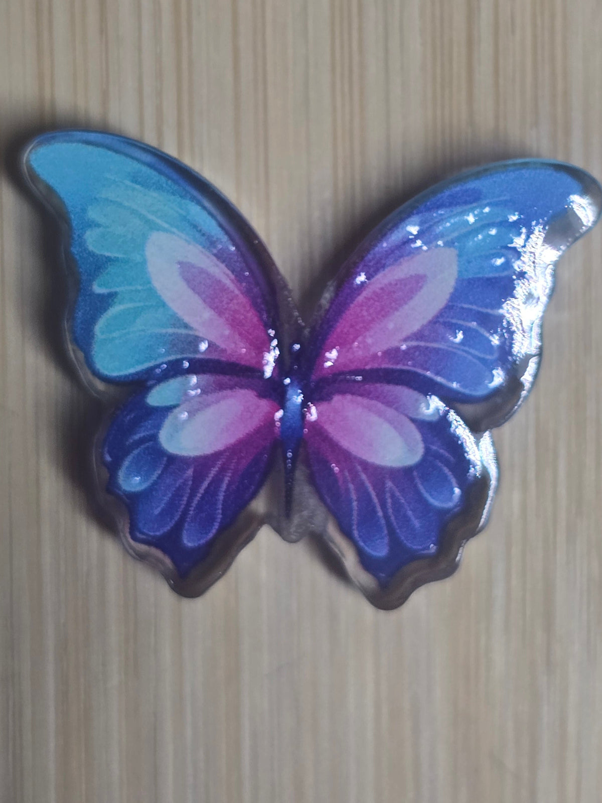 Acrylic focal beads purple and blue butterfly