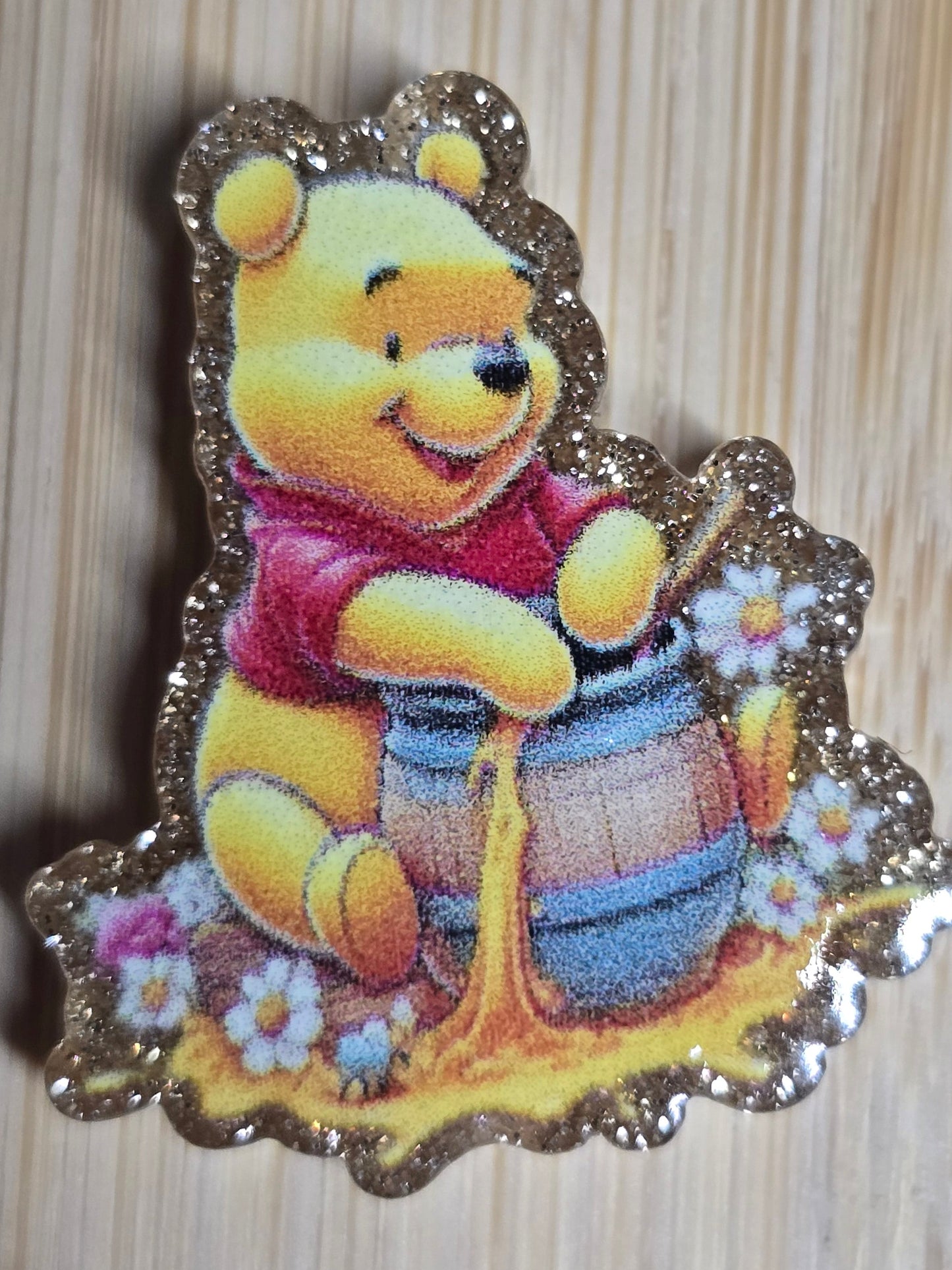 Acrylic focal beads glitter DS bear