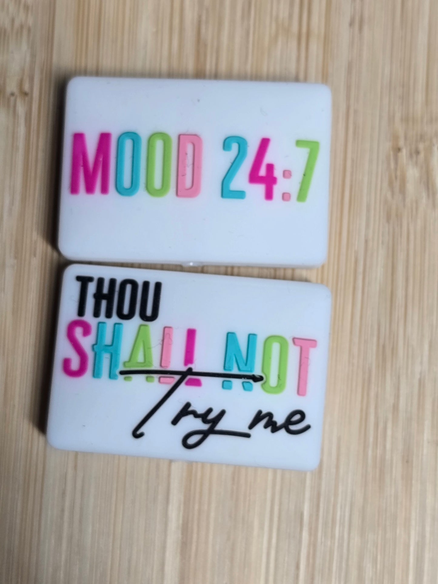 Focal silicone bead double sided sarcastic humor