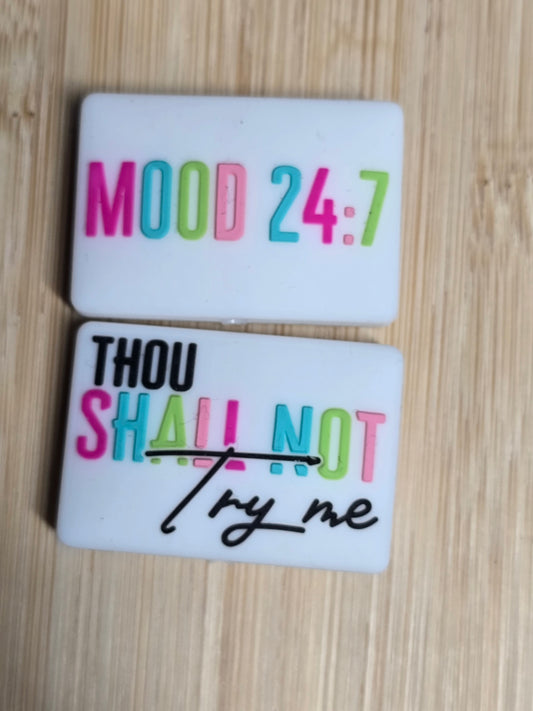 Focal silicone bead double sided sarcastic humor