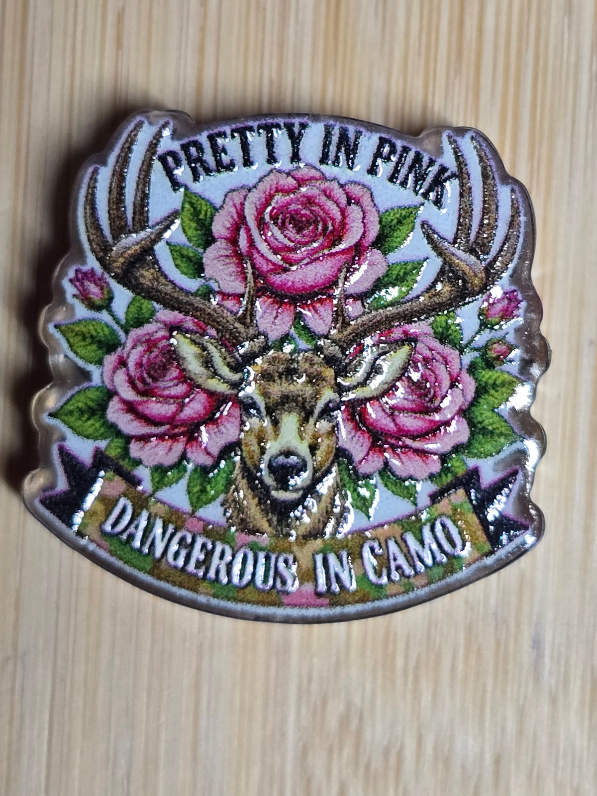 Acrylic focal beads- deer with roses