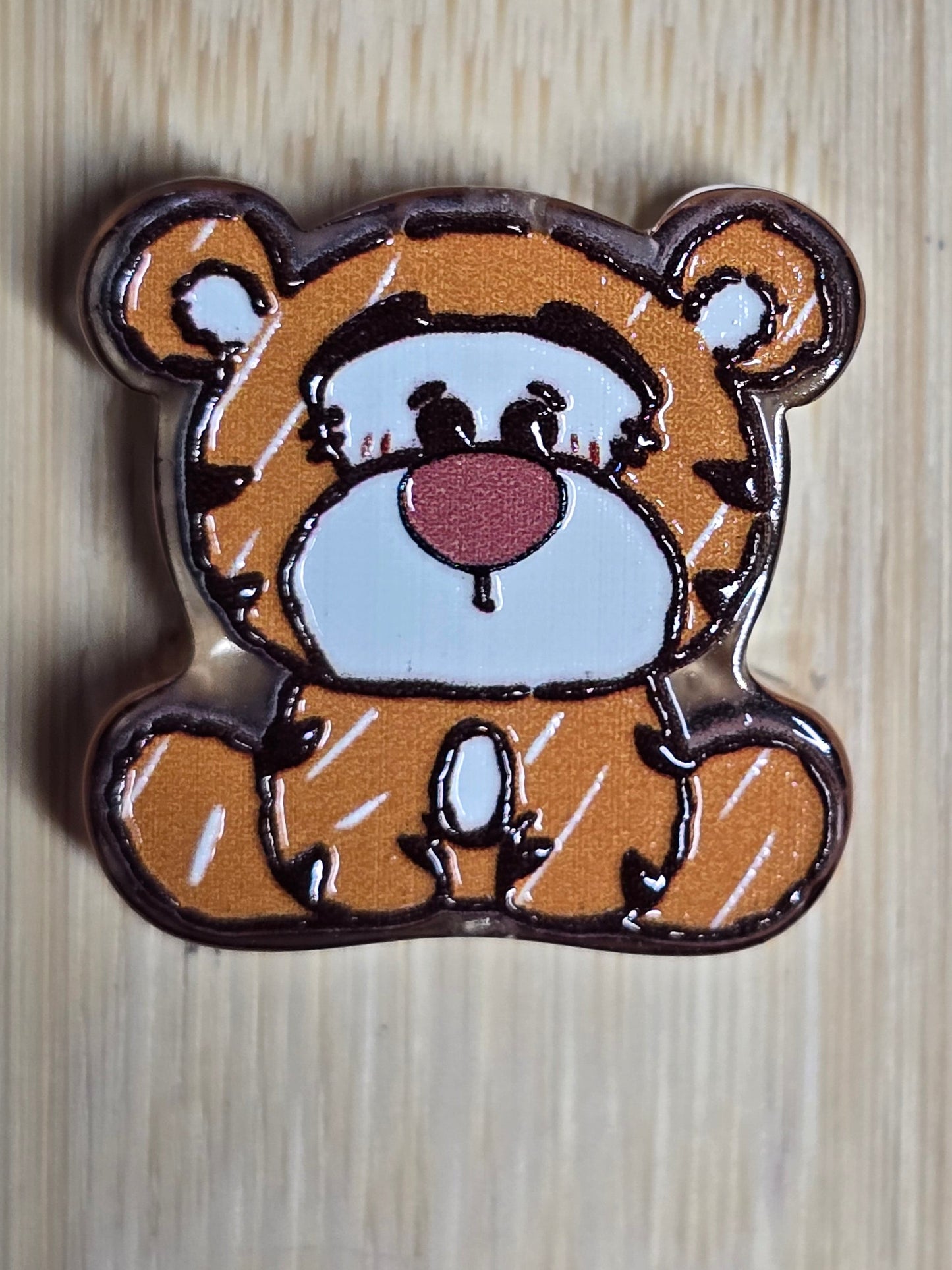 Acrylic focal beads- DS orange cat